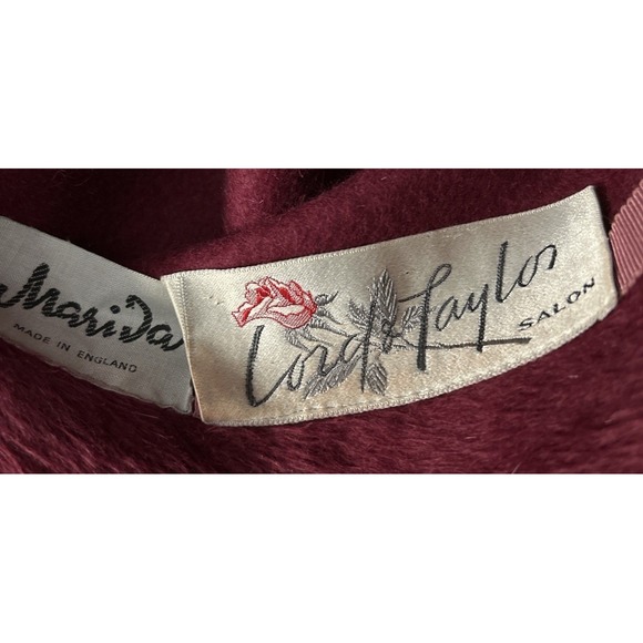Vintage 80s Mari Da Lady Jaylo Angora Hat Made England Wine Cloche Lord & Taylor